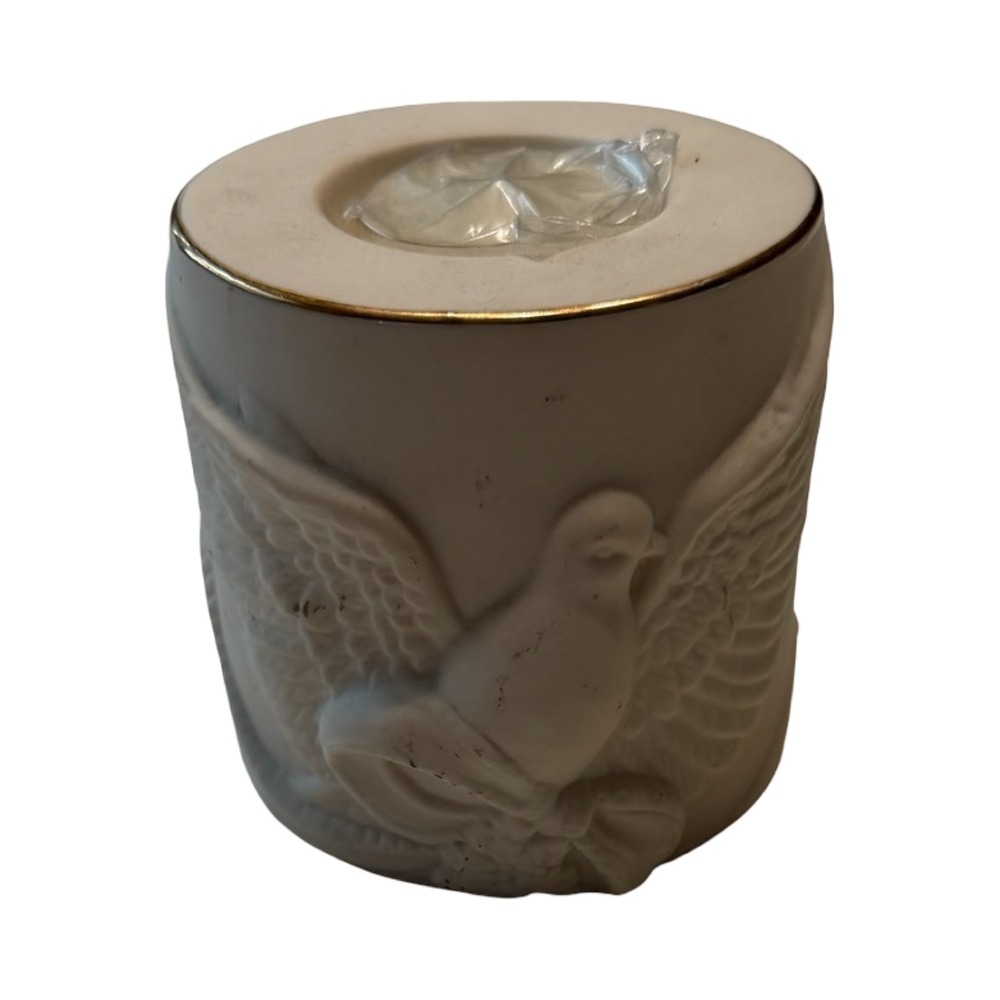 Lenox Radiant Light Dove Votive Porcelain Tea Light Holder White Gold Rim 853732